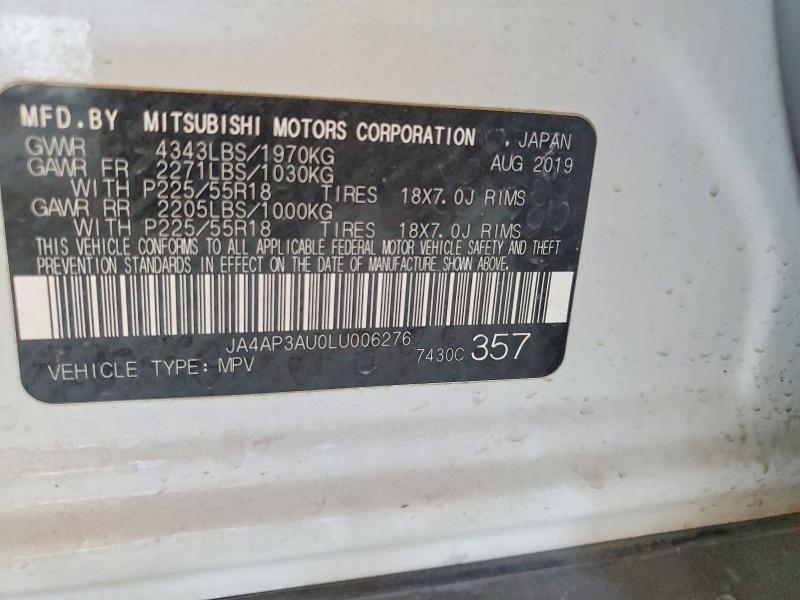 2020 Mitsubishi Outlander Sport მანქანა იყიდება აუქციონზე, vin: JA4AP3AU0LU006276, აუქციონის ნომერი: 53277566