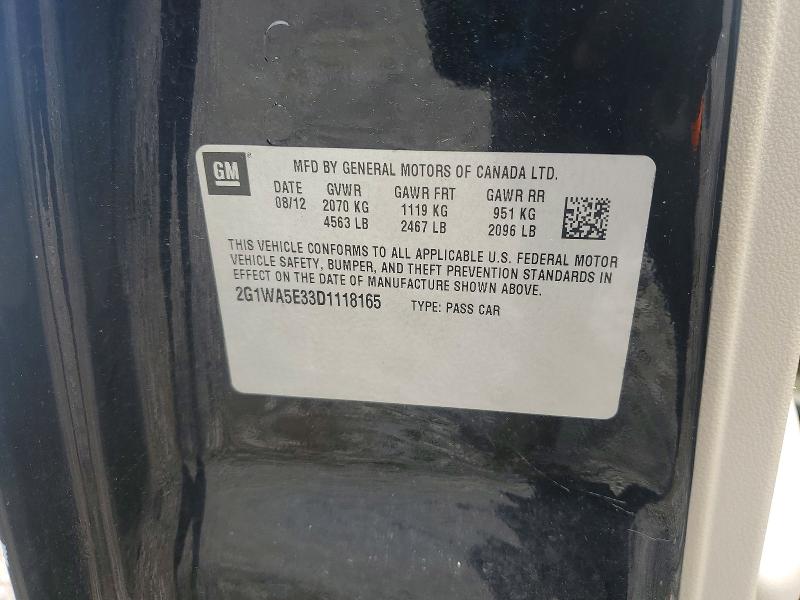 Aukcja sprzedaży 2013 Chevrolet Impala, vin: 2G1WA5E33D1118165, numer aukcji: 52860106