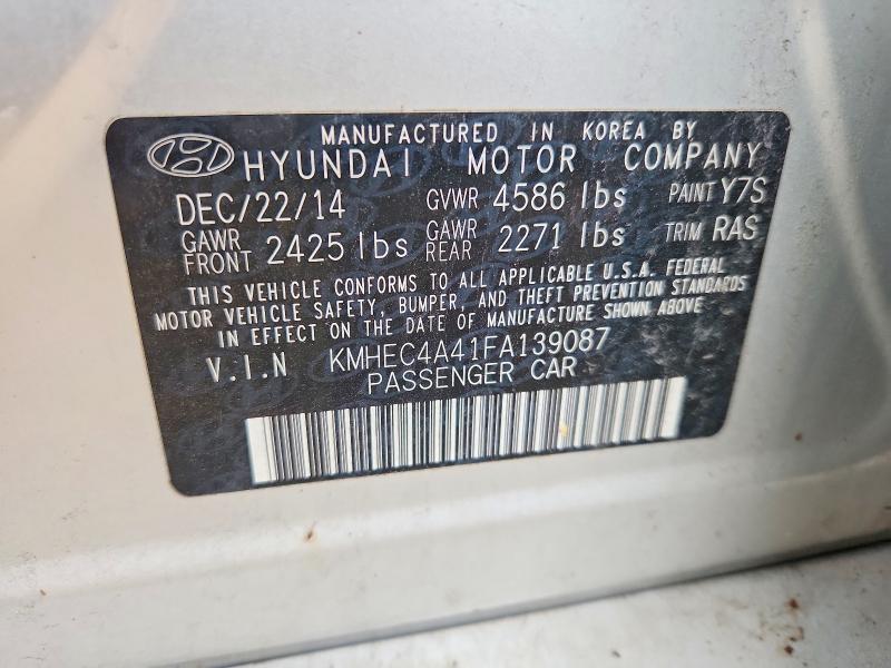 Продажа на аукционе авто 2015 Hyundai Sonata Hybrid, vin: KMHEC4A41FA139087, номер лота: 54004766