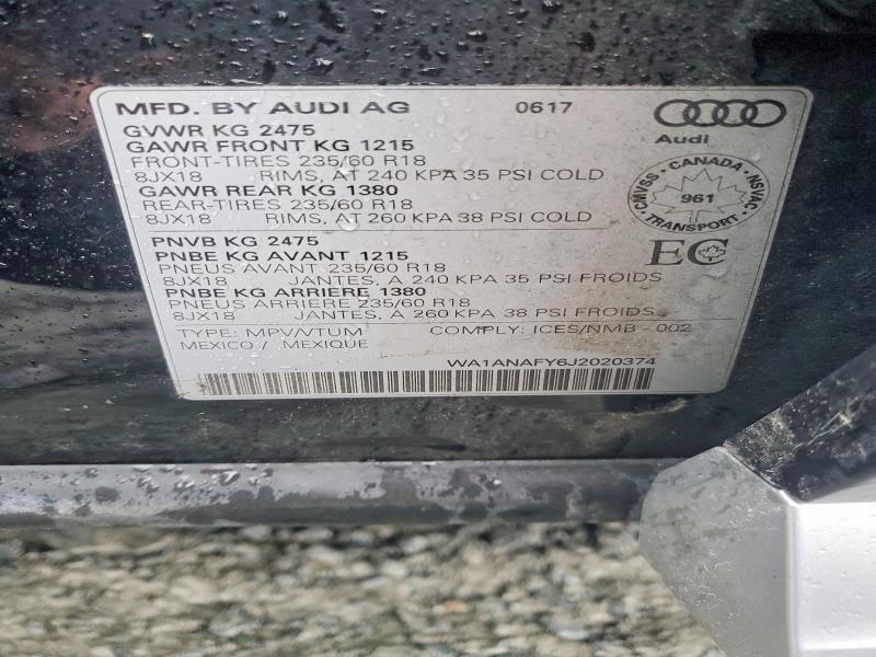 Продаж на аукціоні авто 2018 Audi Truck/van Q5 4dr Awd, vin: WA1ANAFY6J2020374, номер лоту: 51428346