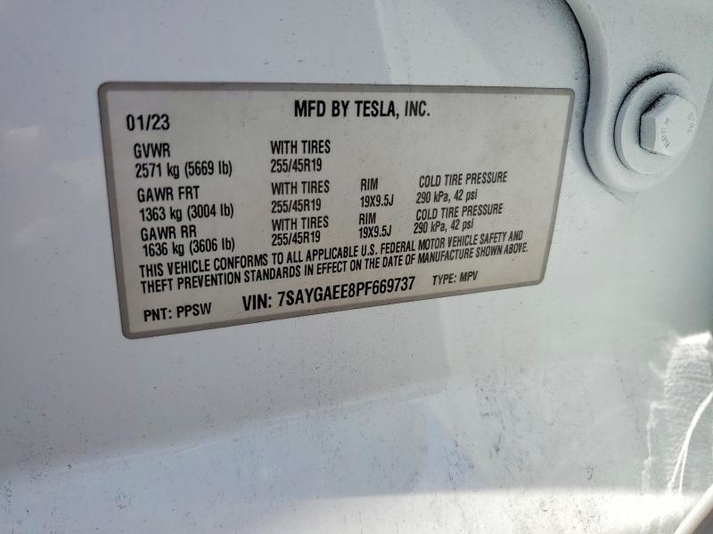54255126 :رقم المزاد ، 7SAYGAEE8PF669737 vin ، 2023 Tesla Model Y مزاد بيع