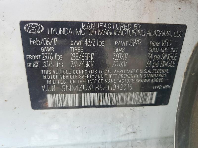 Продажа на аукционе авто 2017 Hyundai Santa Fe Sport, vin: 5NMZU3LB5HH042315, номер лота: 54766406