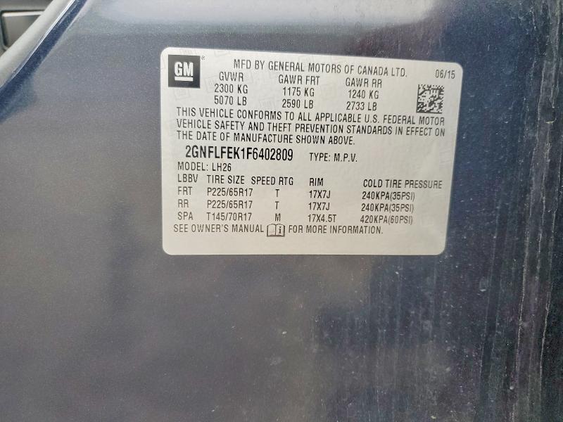 Продаж на аукціоні авто 2015 Chevrolet Equinox, vin: 2GNFLFEK1F6402809, номер лоту: 54219156