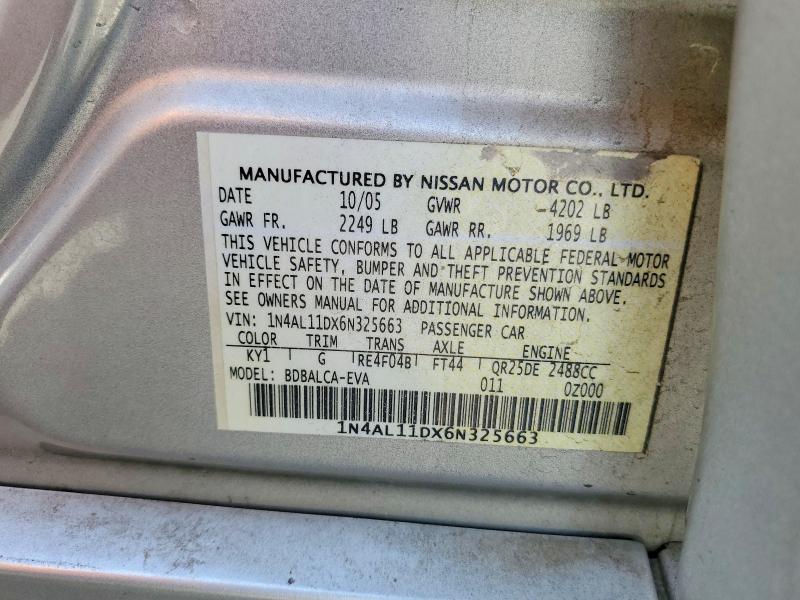 Продаж на аукціоні авто 2006 Nissan Altima, vin: 1N4AL11DX6N325663, номер лоту: 51025696