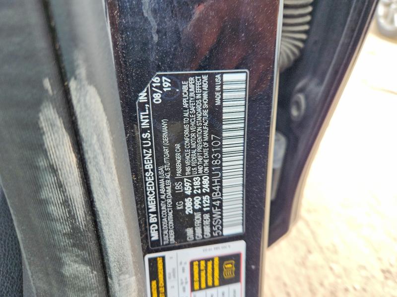 Продаж на аукціоні авто 2017 Mercedes-benz C, vin: 55SWF4JB4HU183107, номер лоту: 51212956