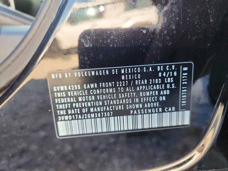 Продажа на аукционе авто 2016 Volkswagen Jetta, vin: 3VWD17AJ2GM367307, номер лота: 54002476