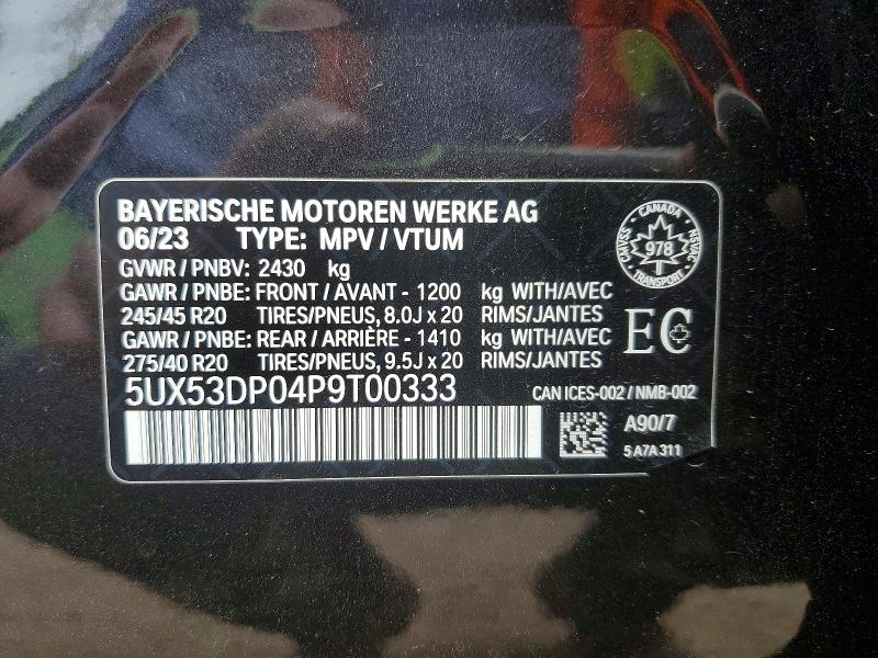 Продаж на аукціоні авто 2023 Bmw X3, vin: 5UX53DP04P9T00333, номер лоту: 51825736