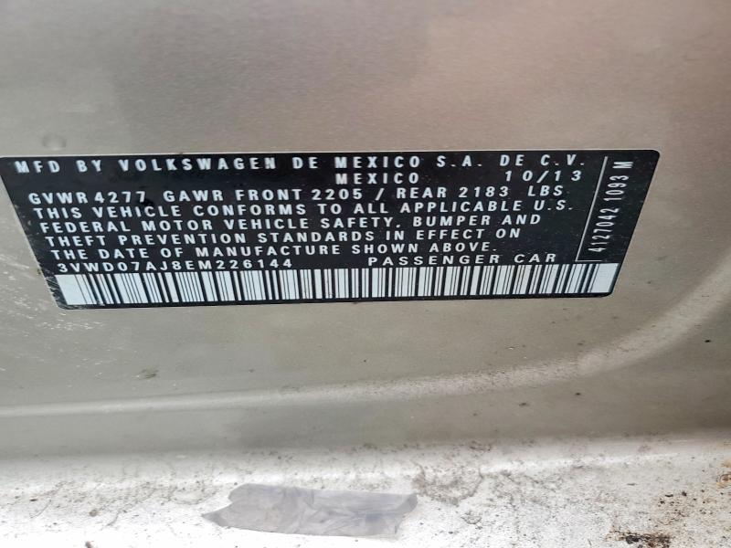 Aukcja sprzedaży 2014 Volkswagen Jetta, vin: 3VWD07AJ8EM226144, numer aukcji: 54541726