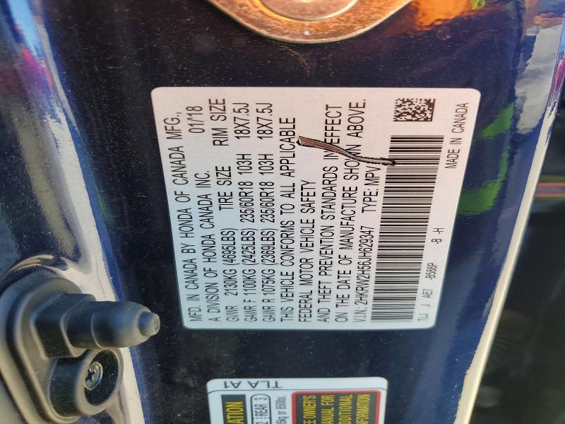 54618886 :رقم المزاد ، 2HKRW2H56JH629347 vin ، 2018 Honda Cr-v مزاد بيع