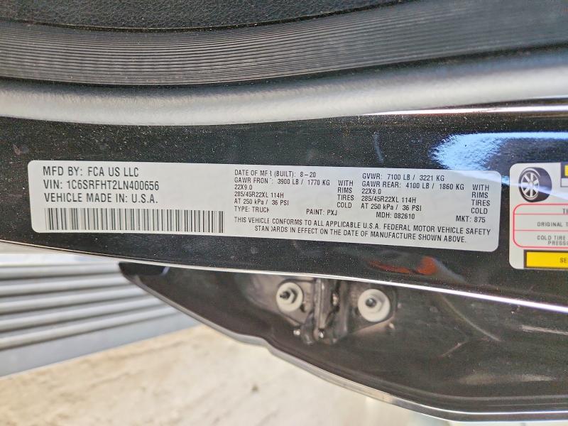 2020 Ram 1500 მანქანა იყიდება აუქციონზე, vin: 1C6SRFHT2LN400656, აუქციონის ნომერი: 53592256
