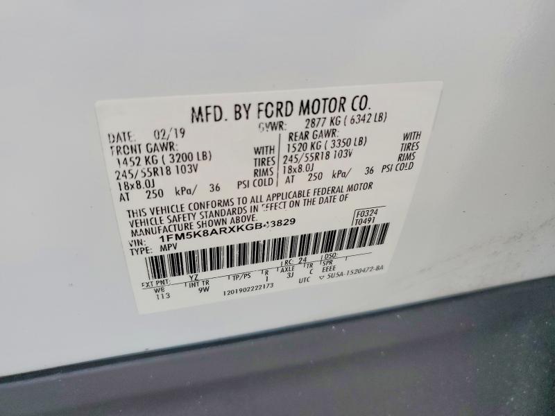 Aukcja sprzedaży 2019 Ford Explorer, vin: 1FM5K8ARXKGB43829, numer aukcji: 73405225