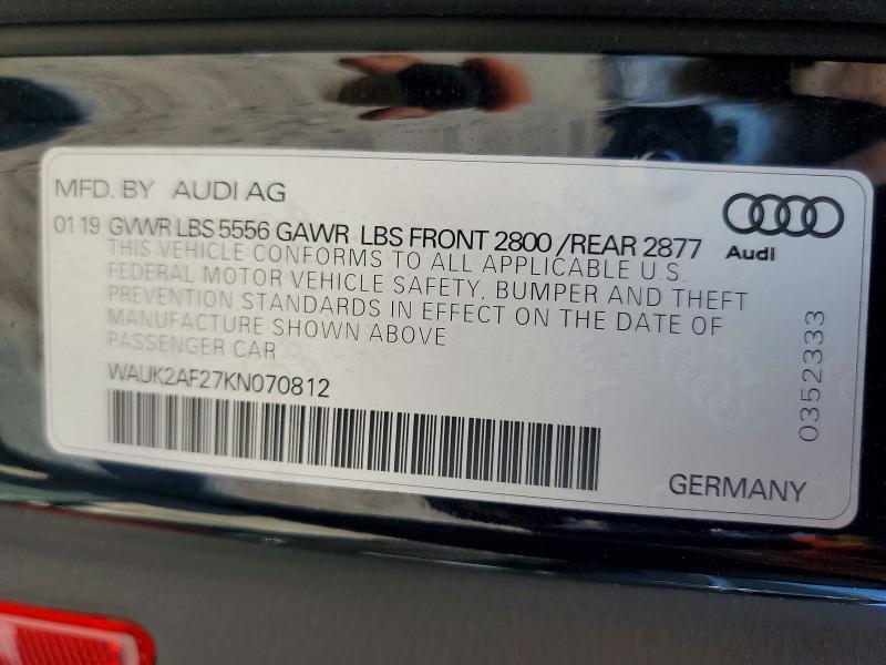 Продажа на аукционе авто 2019 Audi A6, vin: WAUK2AF27KN070812, номер лота: 53790476