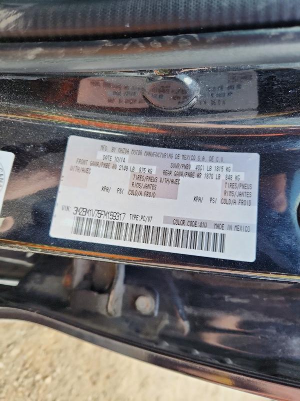 52459346 :رقم المزاد ، 3MZBM1V75FM159317 vin ، 2015 Mazda 3 مزاد بيع
