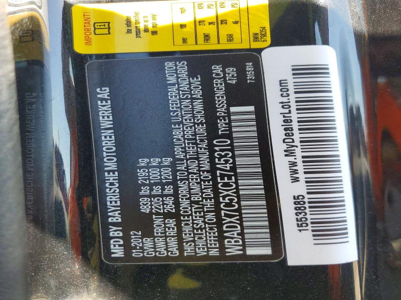 Продаж на аукціоні авто 2012 Bmw 335, vin: WBADX7C5XCE745310, номер лоту: 52761336