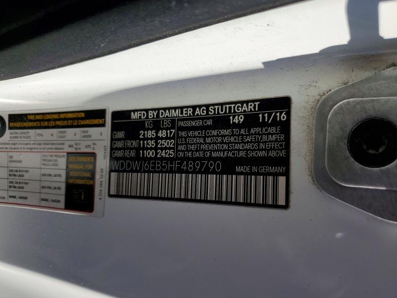 54195346 :رقم المزاد ، WDDWJ6EB5HF489790 vin ، 2017 Mercedes-benz C مزاد بيع