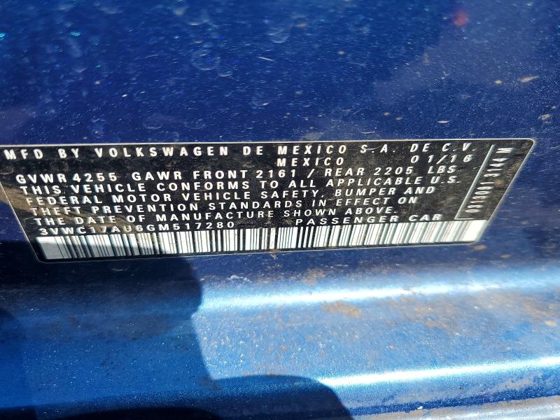 Aukcja sprzedaży 2016 Volkswagen Golf Sportwagen, vin: 3VWC17AU6GM517280, numer aukcji: 51827326