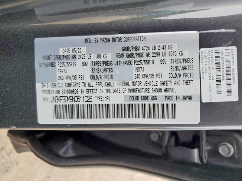 Aukcja sprzedaży 2022 Mazda Cx-5, vin: JM3KFBDM9N0611028, numer aukcji: 52884136