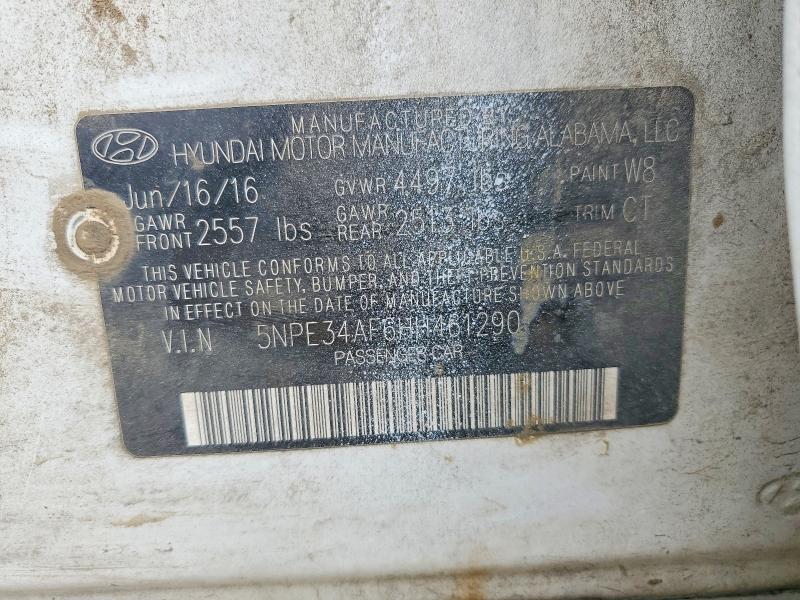 2017 Hyundai Sonata მანქანა იყიდება აუქციონზე, vin: 5NPE34AF6HH461290, აუქციონის ნომერი: 52182676