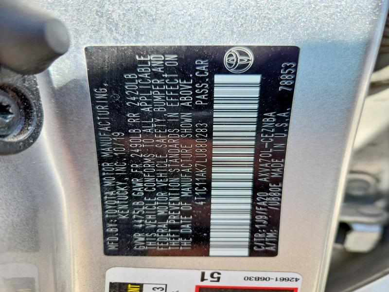 Aukcja sprzedaży 2020 Toyota Camry, vin: 4T1C11AK7LU880283, numer aukcji: 55053546
