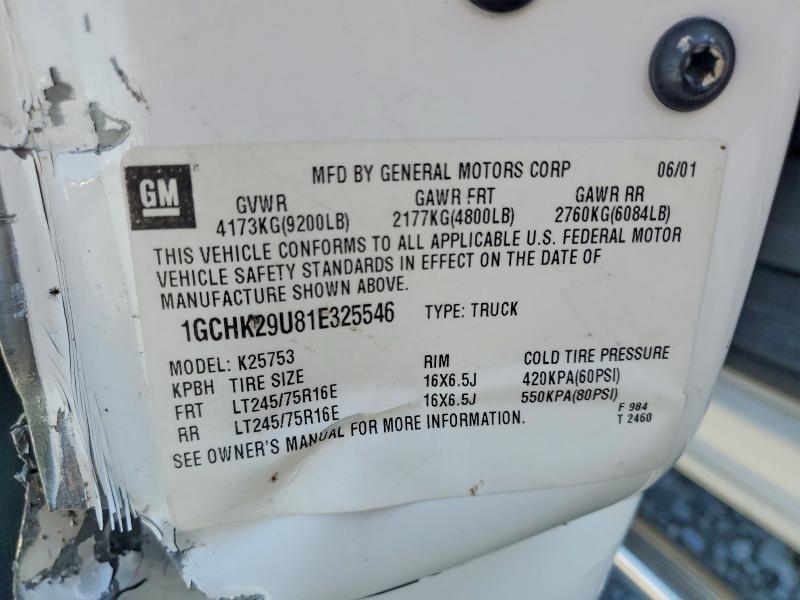 2001 Chevrolet Silverado მანქანა იყიდება აუქციონზე, vin: 1GCHK29U81E325546, აუქციონის ნომერი: 55189126