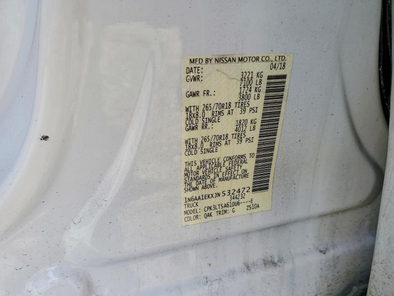 2018 Nissan Titan მანქანა იყიდება აუქციონზე, vin: 1N6AA1EKXJN532472, აუქციონის ნომერი: 54653216