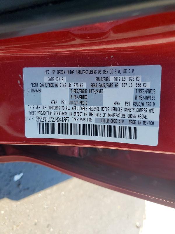 Продажа на аукционе авто 2018 Mazda 3, vin: 3MZBN1U72JM241867, номер лота: 54079846