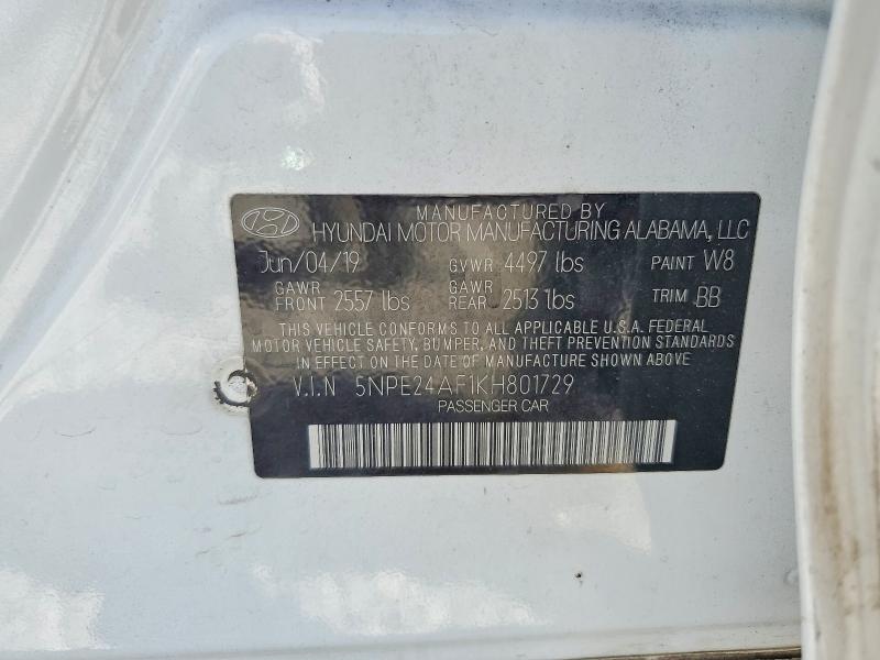 Продажа на аукционе авто 2019 Hyundai Sonata, vin: 5NPE24AF1KH801729, номер лота: 52771436