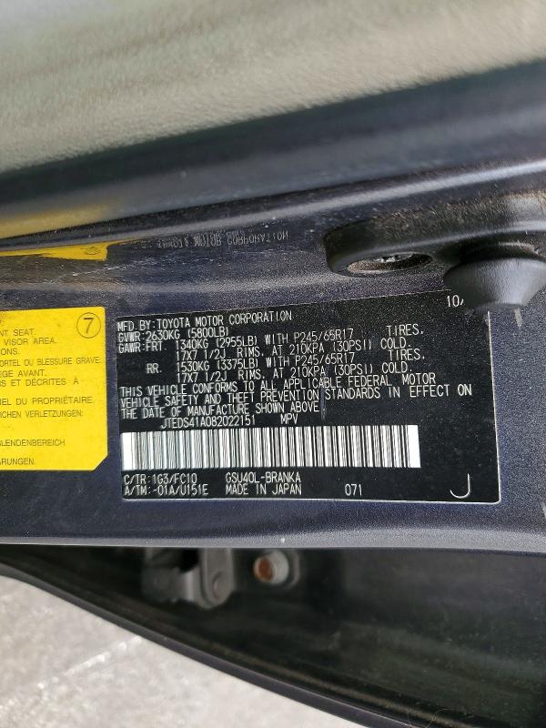 Aukcja sprzedaży 2008 Toyota Highlander, vin: JTEDS41A082022151, numer aukcji: 52825206