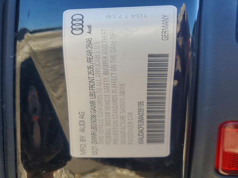 Продаж на аукціоні авто 2021 Audi A5, vin: WAUDACF53MA039195, номер лоту: 52840316
