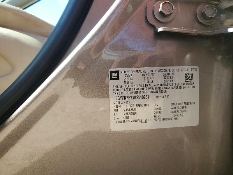 52856316 :رقم المزاد ، 3GYFNFEY1BS510781 vin ، 2011 Cadillac Srx مزاد بيع