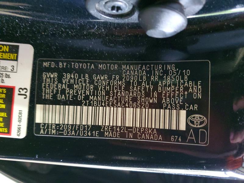 Aukcja sprzedaży 2010 Toyota Corolla, vin: 2T1BU4EE5AC406520, numer aukcji: 52130076