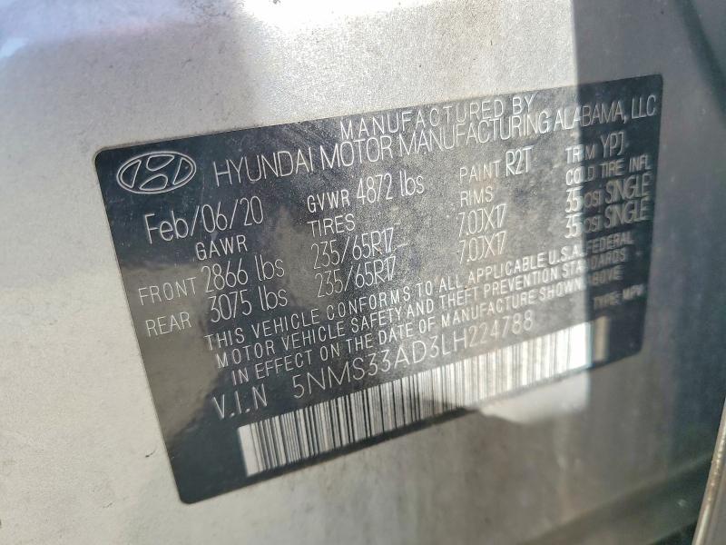 Продаж на аукціоні авто 2020 Hyundai Santa Fe, vin: 5NMS33AD3LH224788, номер лоту: 52337536