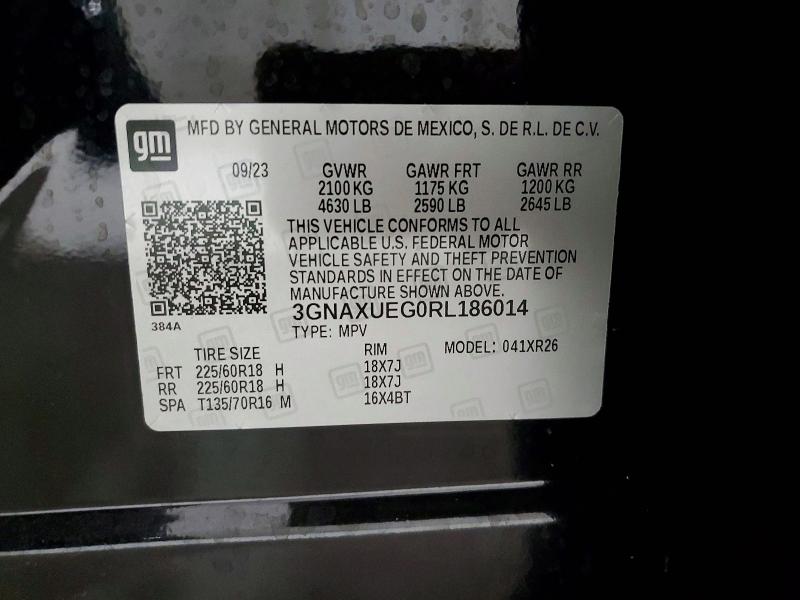 55167596 :رقم المزاد ، 3GNAXUEG0RL186014 vin ، 2024 Chevrolet Equinox مزاد بيع