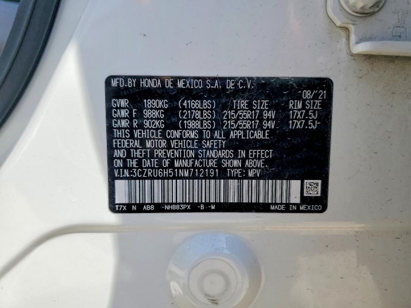 Продаж на аукціоні авто 2022 Honda Hr-v, vin: 3CZRU6H51NM712191, номер лоту: 51994206