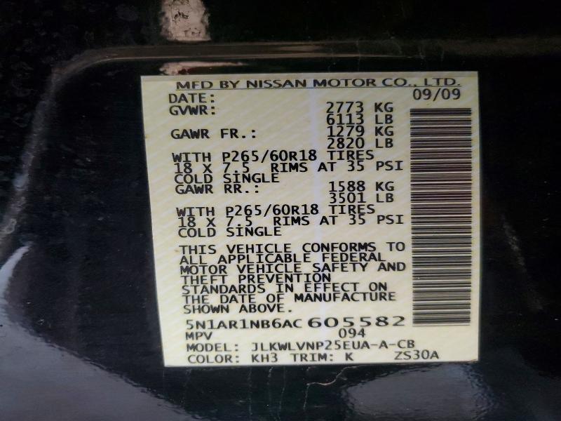 Продаж на аукціоні авто 2010 Nissan Pathfinder, vin: 5N1AR1NB6AC605582, номер лоту: 53887346