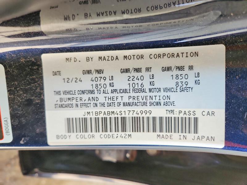 Aukcja sprzedaży 2025 Mazda 3, vin: JM1BPABM4S1774999, numer aukcji: 54869856