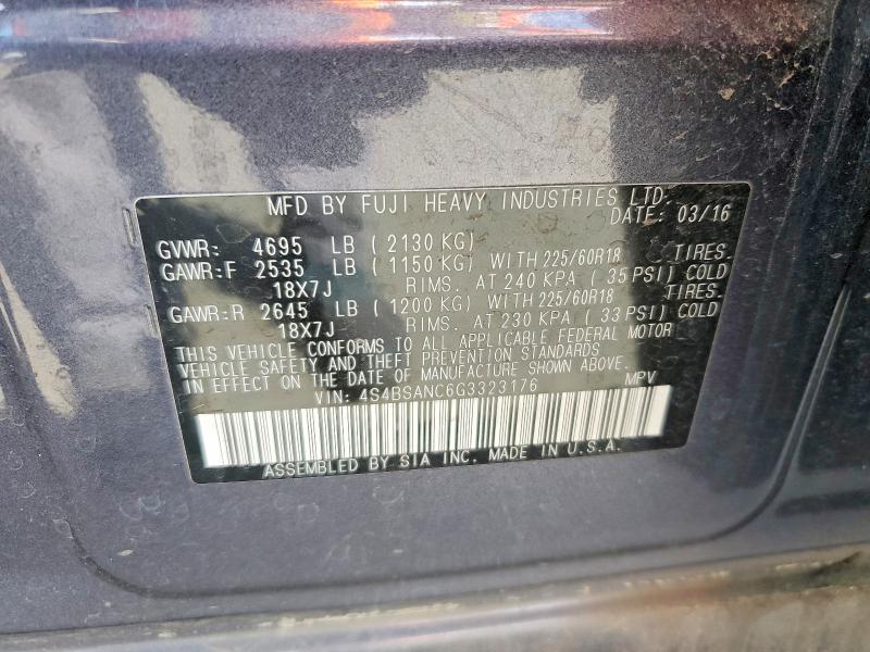 Продаж на аукціоні авто 2016 Subaru Outback, vin: 4S4BSANC6G3323176, номер лоту: 54621736