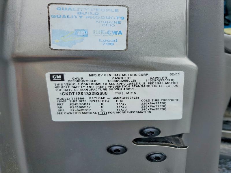 51367986 :رقم المزاد ، 1GKDT13S132292606 vin ، 2003 Gmc Envoy مزاد بيع