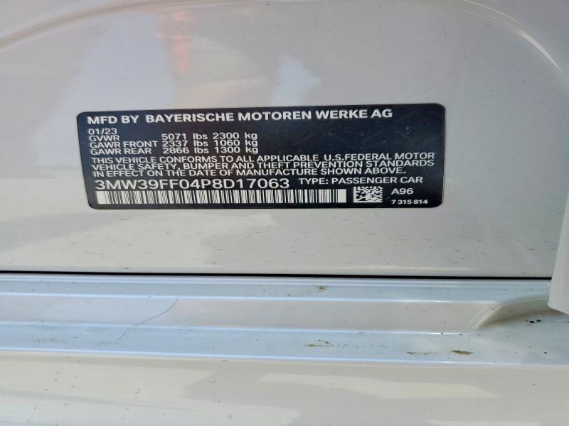 2023 Bmw 330e მანქანა იყიდება აუქციონზე, vin: 3MW39FF04P8D17063, აუქციონის ნომერი: 54285746
