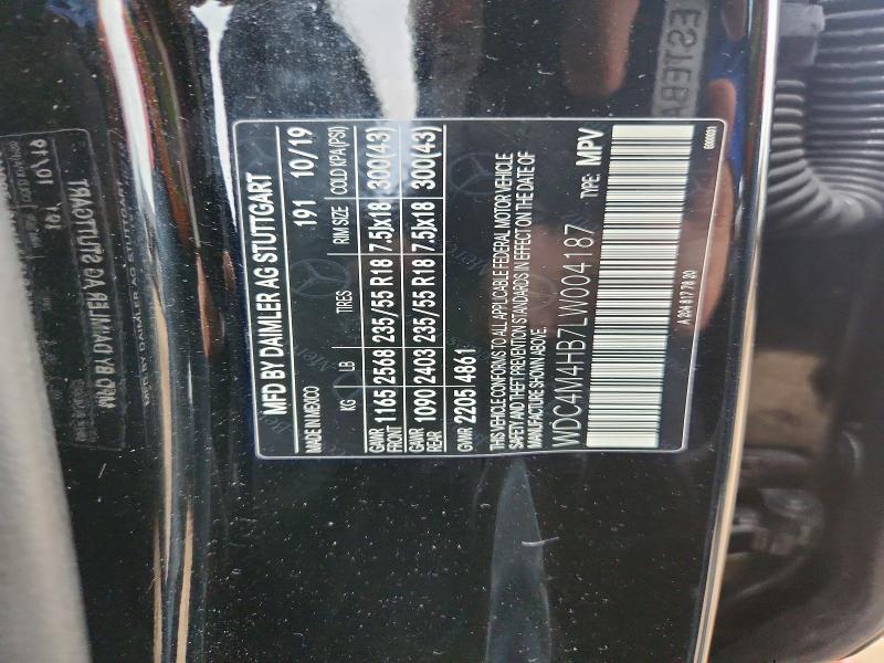 54084406 :رقم المزاد ، WDC4M4HB7LW004187 vin ، 2020 Mercedes-benz Glb مزاد بيع