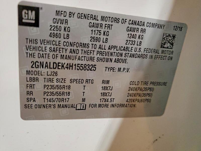 Продажа на аукционе авто 2017 Chevrolet Equinox, vin: 2GNALDEK4H1558325, номер лота: 53164556