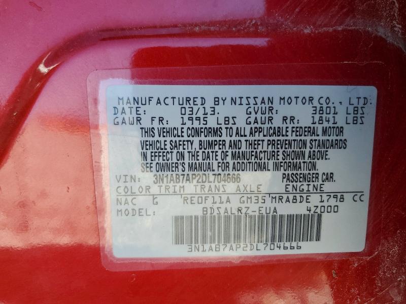 52561786 :رقم المزاد ، 3N1AB7AP2DL704666 vin ، 2013 Nissan Sentra مزاد بيع