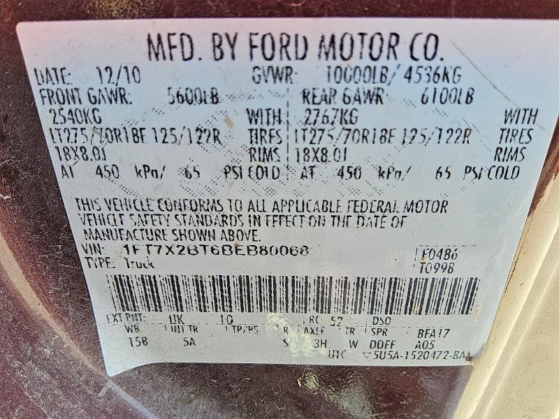Продажа на аукционе авто 2011 Ford F250, vin: 1FT7X2BT6BEB80068, номер лота: 52320646