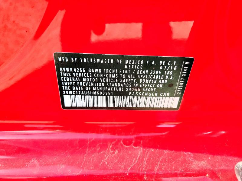 50932496 :رقم المزاد ، 3VWC17AU6HM500951 vin ، 2017 Volkswagen Golf Sportwagen مزاد بيع