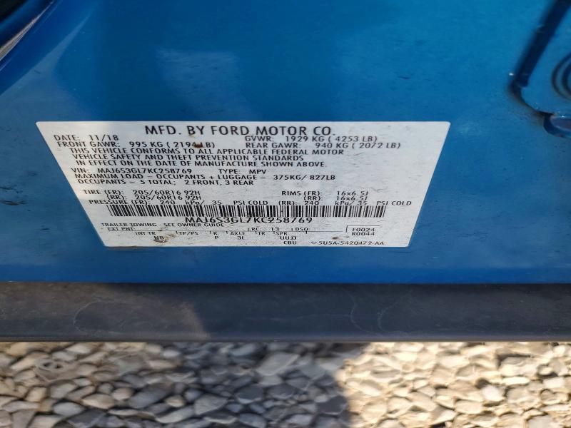 Aukcja sprzedaży 2019 Ford Ecosport, vin: MAJ6S3GL7KC258769, numer aukcji: 53976546