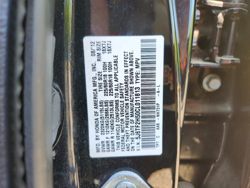 53768696 :رقم المزاد ، 5J6TF2H50CL011813 vin ، 2012 Honda Crosstour مزاد بيع