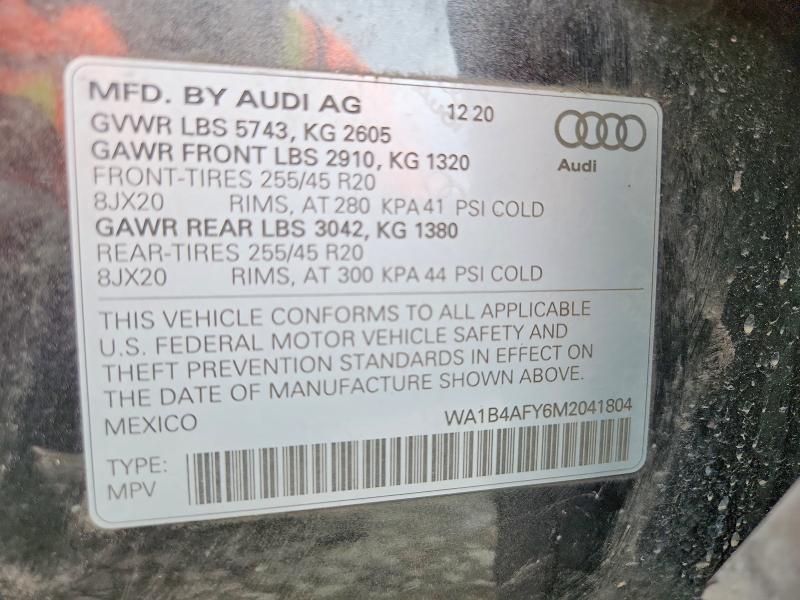 Продажа на аукционе авто 2021 Audi Sq5, vin: WA1B4AFY6M2041804, номер лота: 53590086