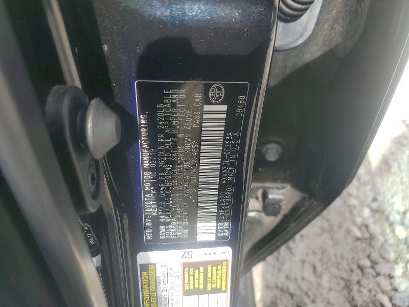 2019 Toyota Camry მანქანა იყიდება აუქციონზე, vin: 4T1B11HK9KU224652, აუქციონის ნომერი: 54447956