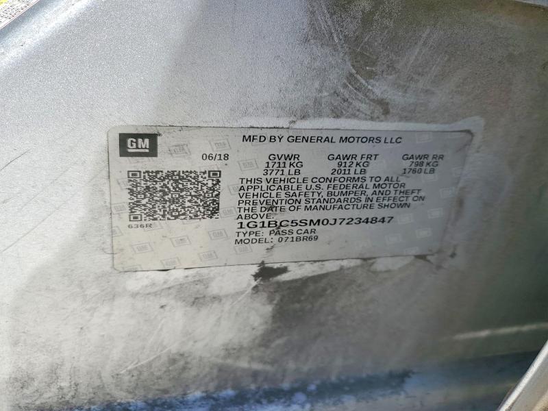 2018 Chevrolet Cruze მანქანა იყიდება აუქციონზე, vin: 1G1BC5SM0J7234847, აუქციონის ნომერი: 52710736