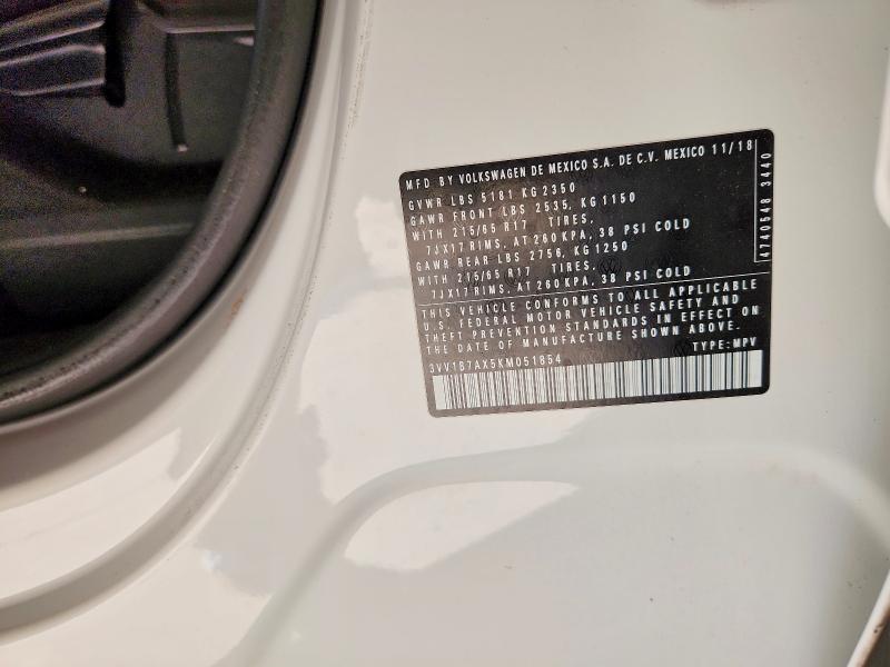 53449446 :رقم المزاد ، 3VV1B7AX5KM051854 vin ، 2019 Volkswagen Tiguan مزاد بيع